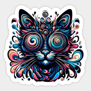 Abstract Psychedelic Cat Sticker